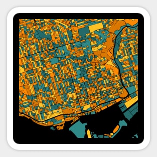 Toronto Map Pattern in Orange & Teal Sticker